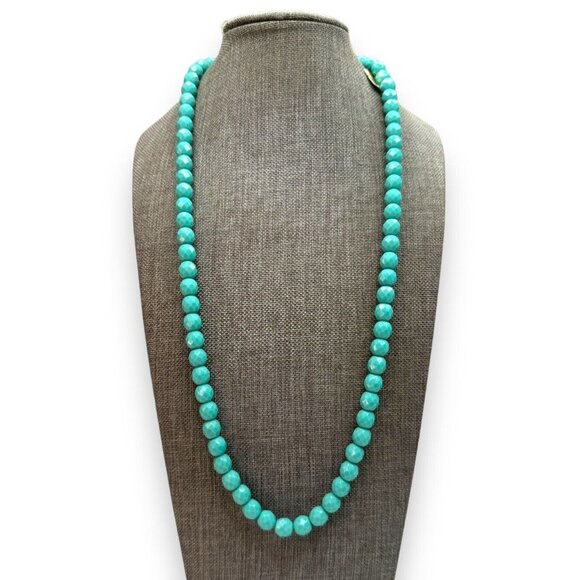 Laguna Jewelry - Laguna Teal Blue Faceted Glass Beaded Necklace 23”